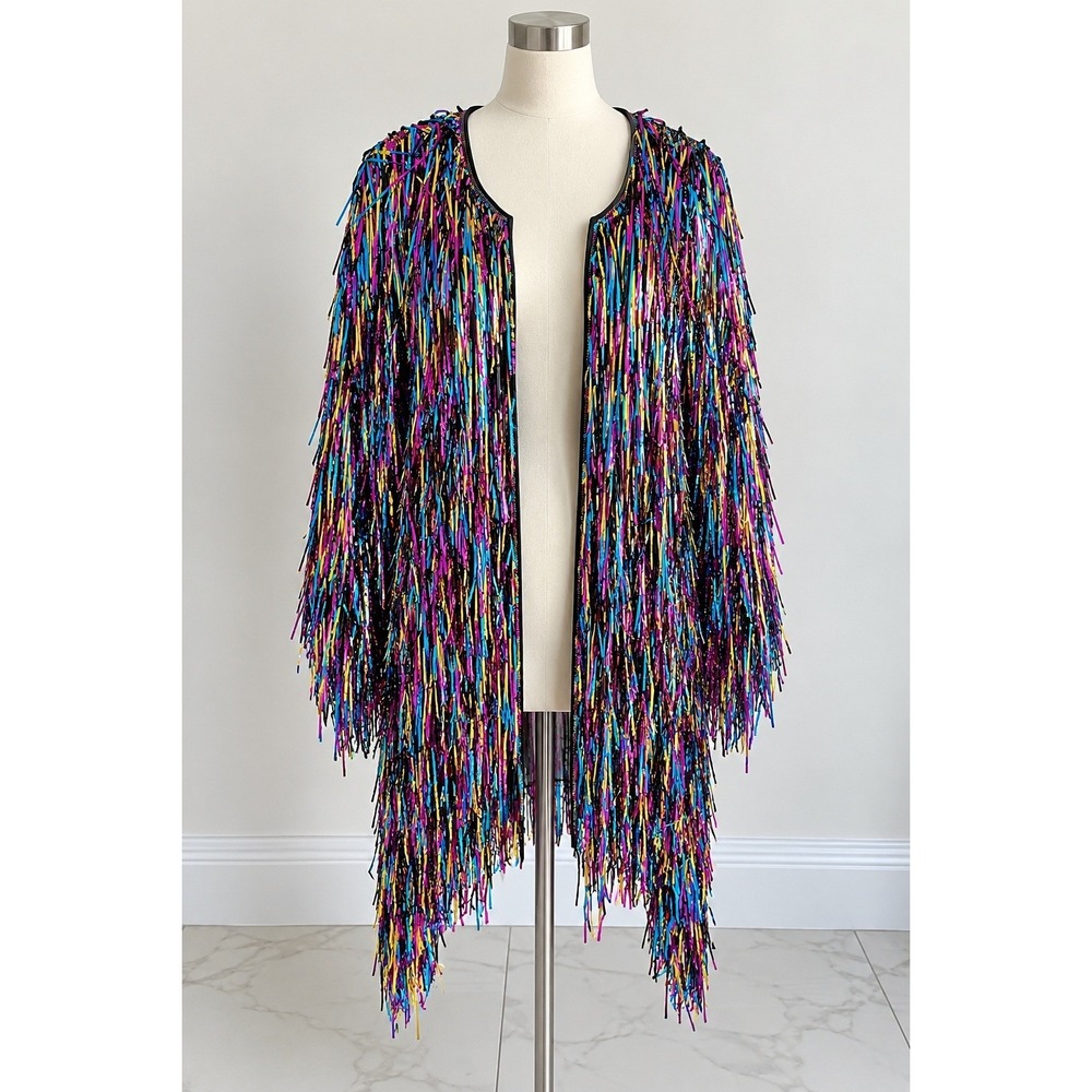 XPLUS XXL Rainbow Tinsel Fringe Jacket Taylor Swift Karma Eras Inspired Costume